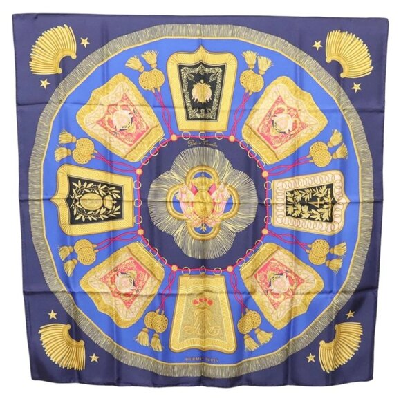 HERMES Carre 90 Scarf ""Poste et Cavalerie"" Silk Navy Auth - Picture 1 of 14